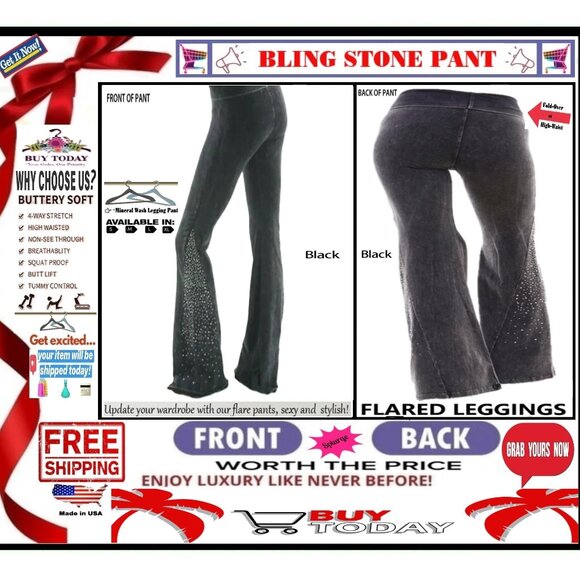 ✅BULLY Fold Over GEM STONE➕🆒 LEGGING PANT High Waist Mineral Wash 💸BUY NOW‼️🟢 - Picture 1 of 16